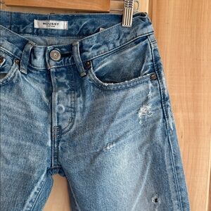 MOUSSY VINTAGE Distressed Mid-Rise Slim Straight Jeans - Size 25 - Made in Japan